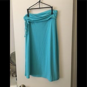 Athleta Turquoise Blue Jersey Midi Skirt, Sz M